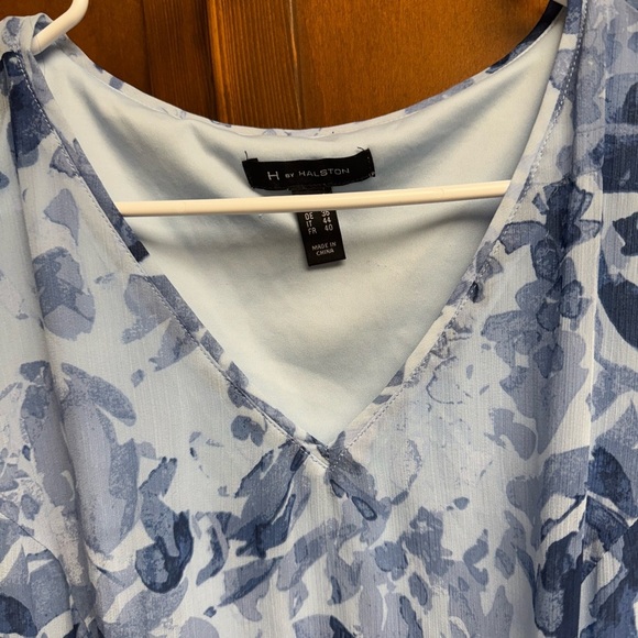 H by Halston Blue Floral maxi Dress high low hem size6 17-18in pit - Picture 6 of 7